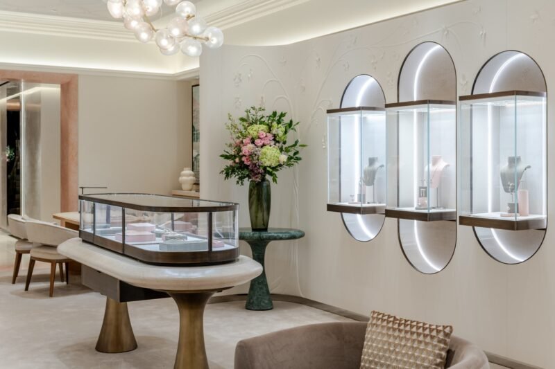 Jewellery displays inside the Boodles townhouse