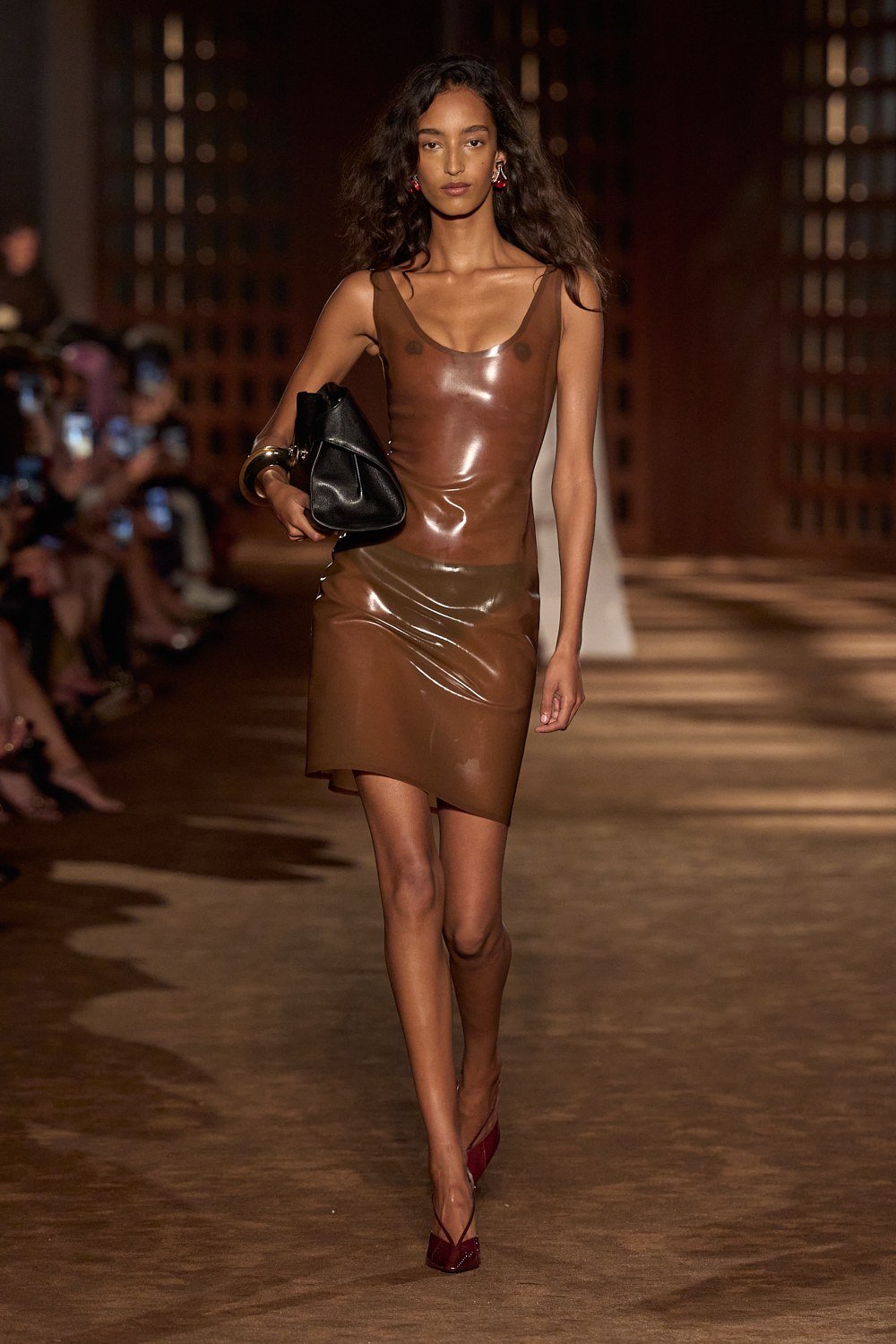 A short brown dress from the Ferragamo women’s runway collection
