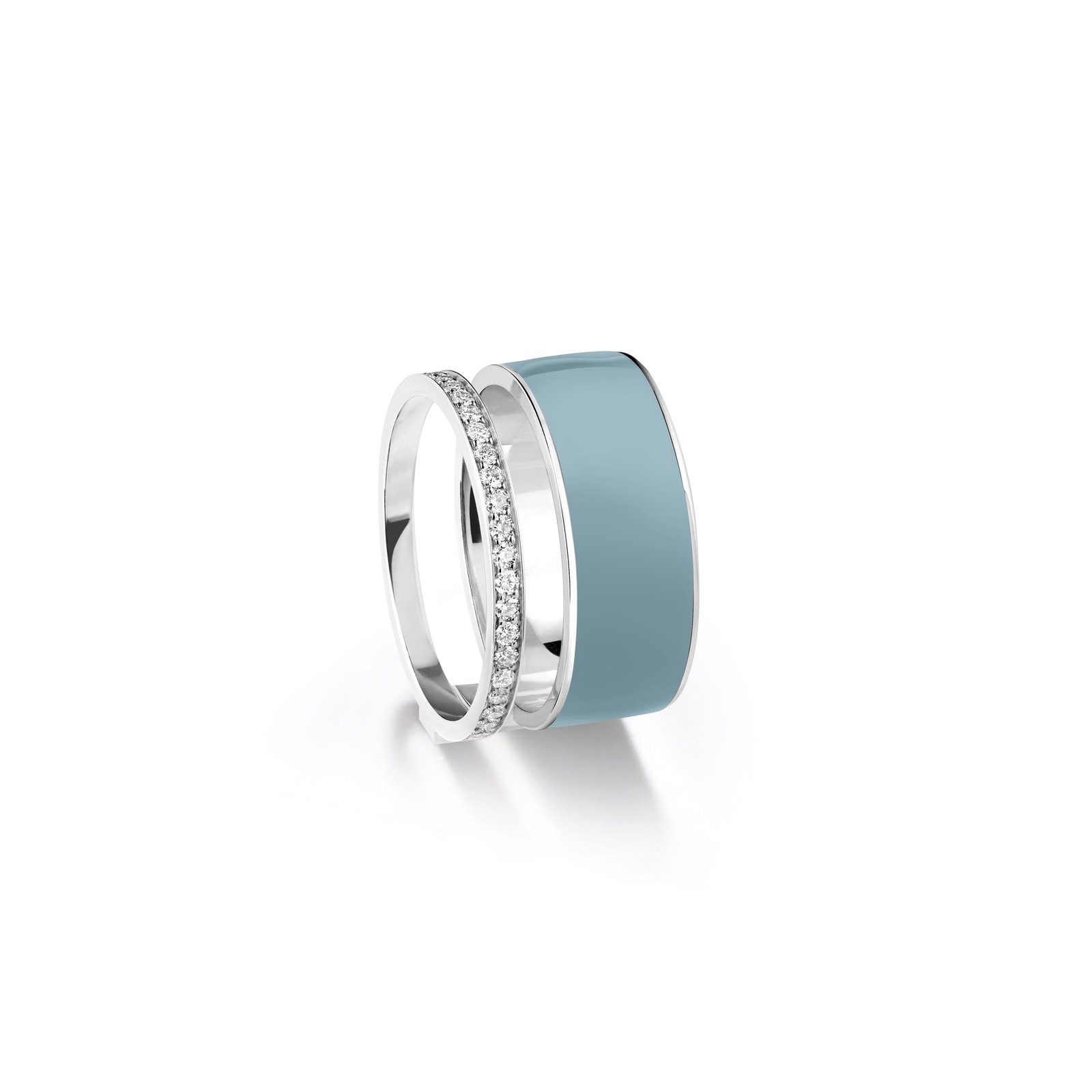 Repossi Berbère ring combining a broad blue band with a slender diamond-set band